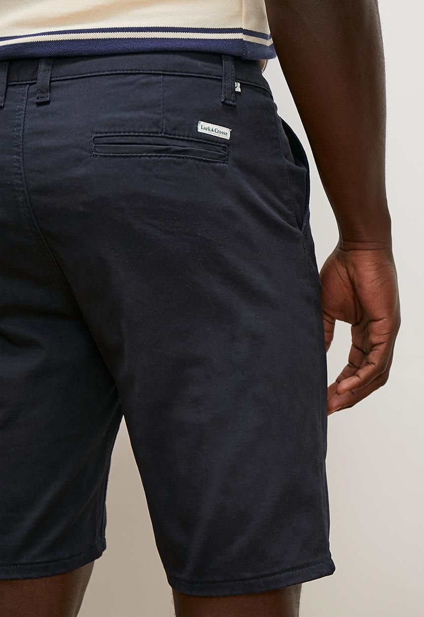 Lark & Crosse - Mpho flat front peached chinos - navy