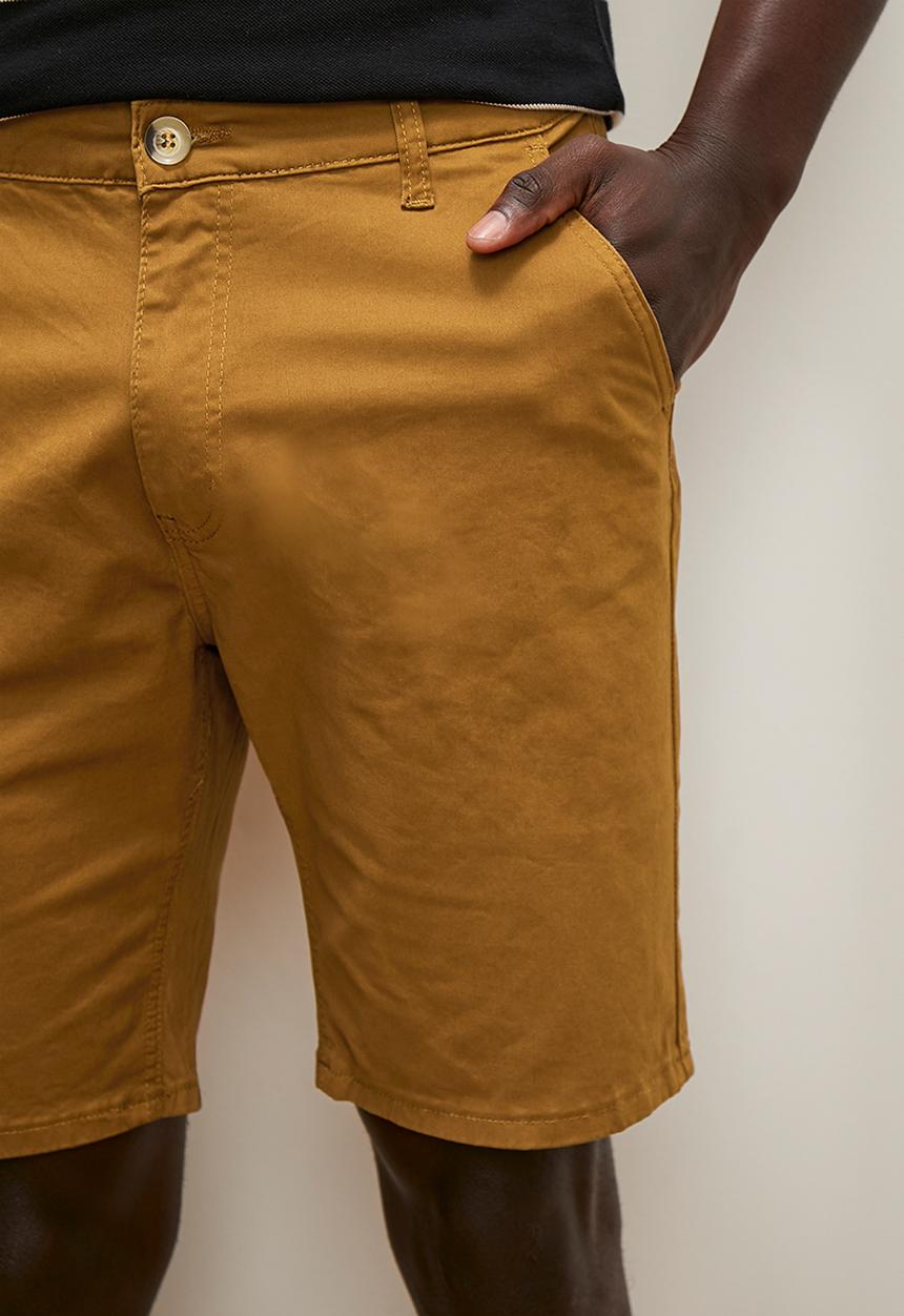 Lark & Crosse - Mpho flat front peached chinos - mid brown