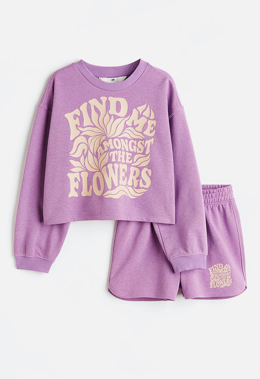 H&M - 2-piece sweatshirt set - light purple / find me
