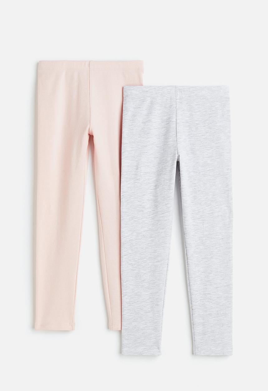 H&M - 2-Pack leggings - light grey marl & light pink