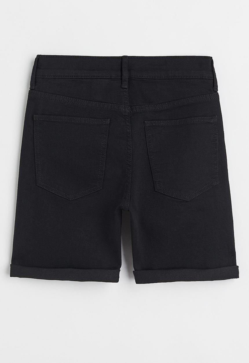H&M - Denim shorts slim fit - black