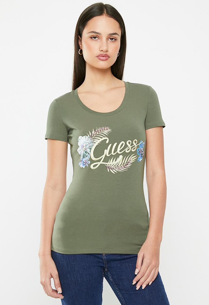 GUESS - Short sleeve embellish logo tee - lichen leaf green