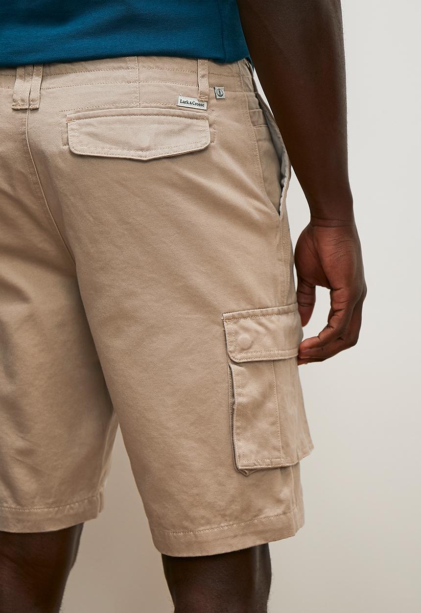 Lark & Crosse - Gareth washed utility cargo shorts - stone