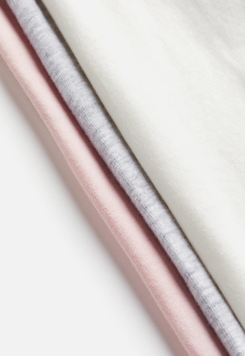 H&M - 3 Pack puff-sleeved tops - light grey marl & light pink