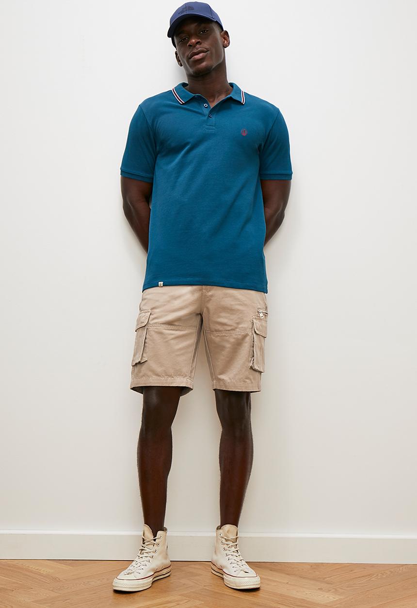 Lark & Crosse - Gareth washed utility cargo shorts - stone
