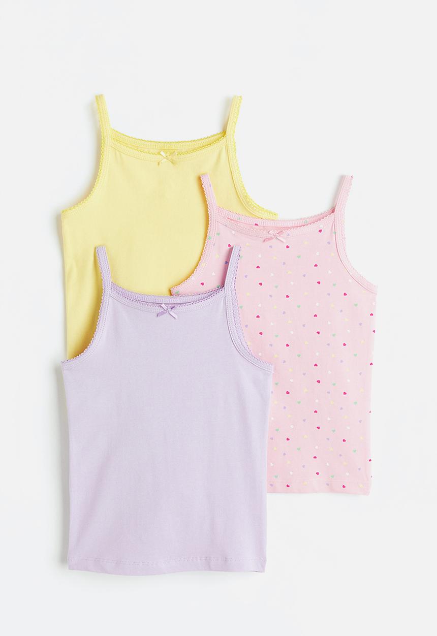 H&M - 3 Pack jersey vest tops - light pink hearts 