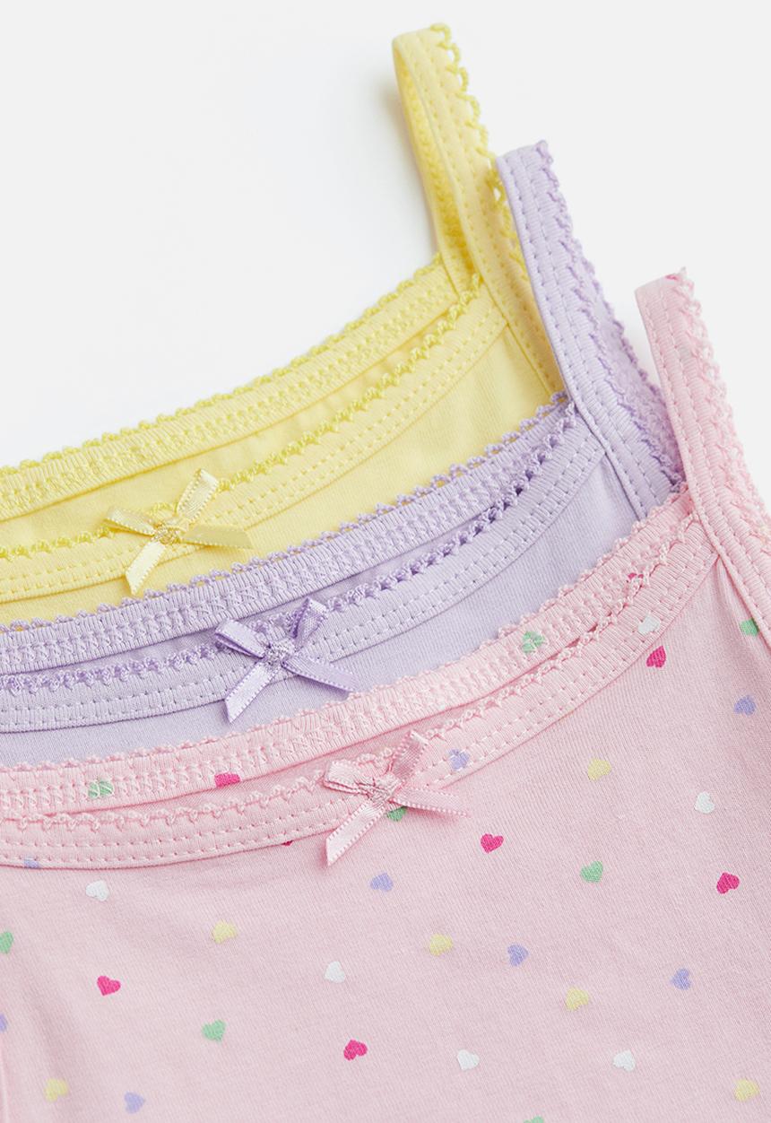 H&M - 3 Pack jersey vest tops - light pink hearts 