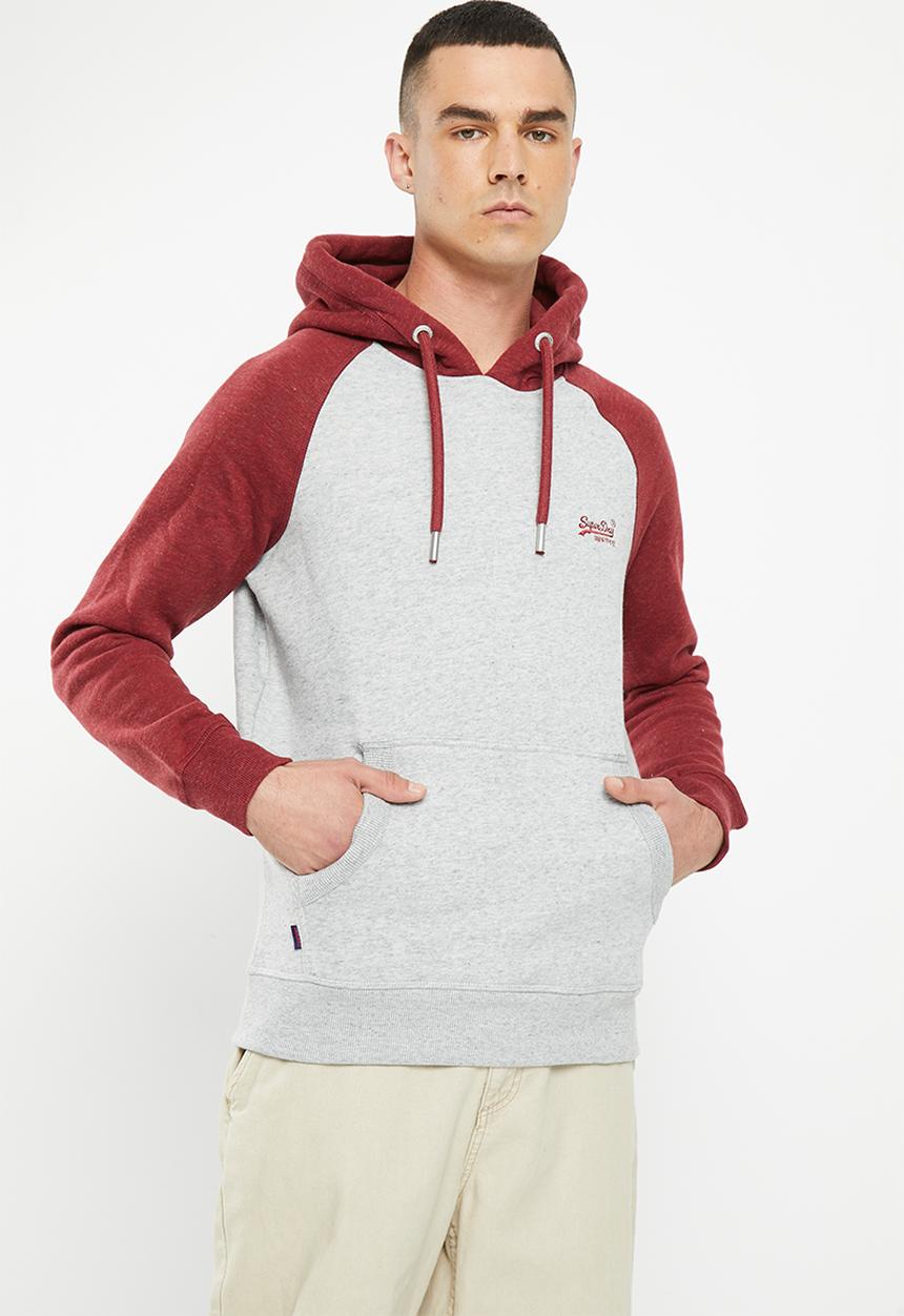 Superdry. - Vintage logo emb baseball hood - athletic grey marl / rhubarb marl