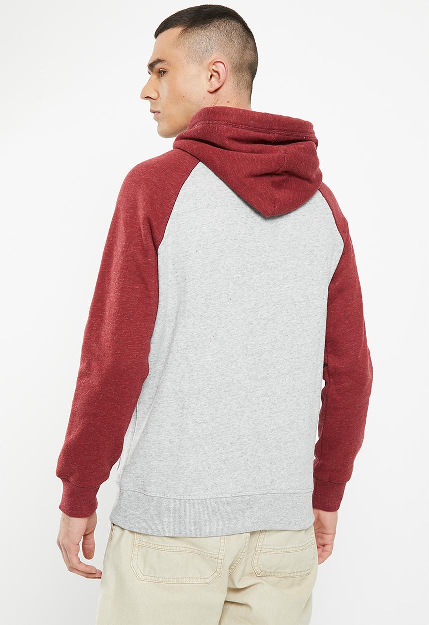 Superdry. - Vintage logo emb baseball hood - athletic grey marl / rhubarb marl