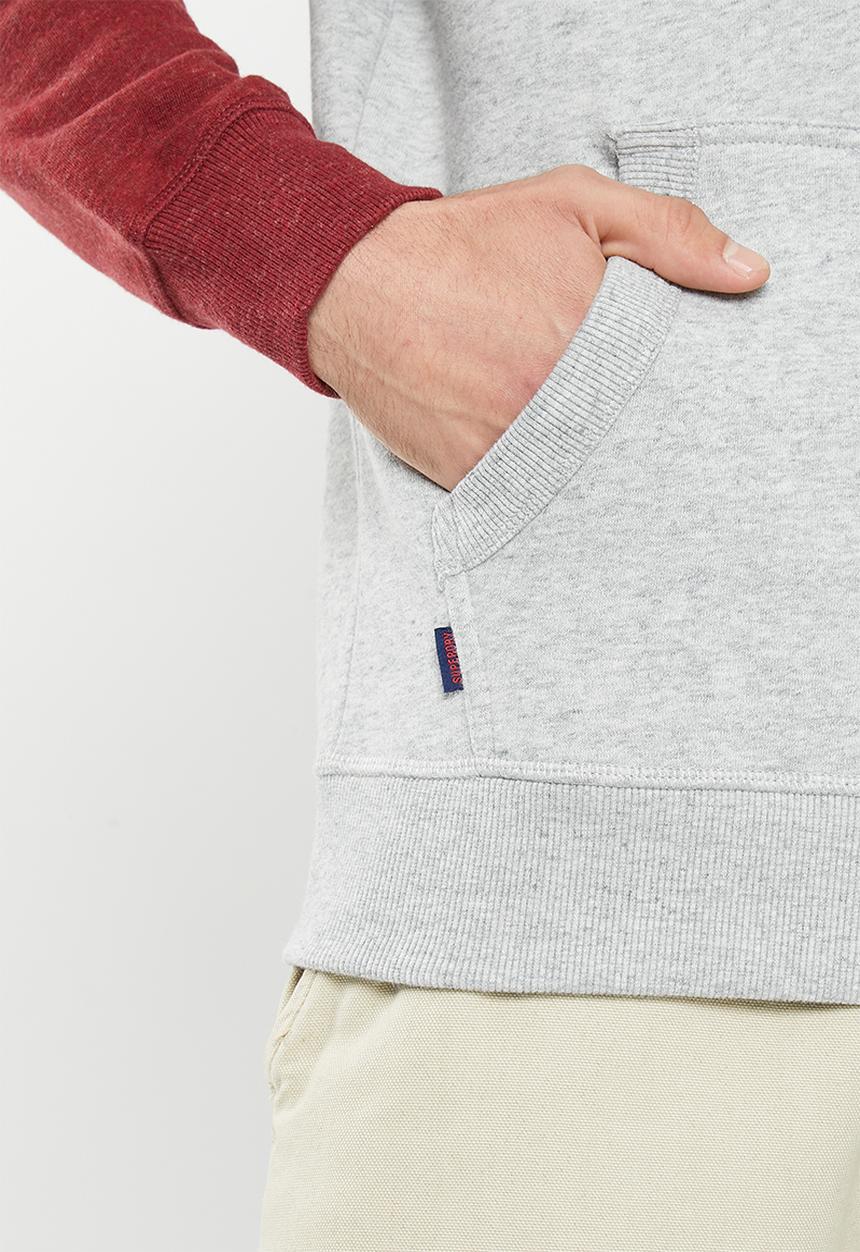 Superdry. - Vintage logo emb baseball hood - athletic grey marl / rhubarb marl