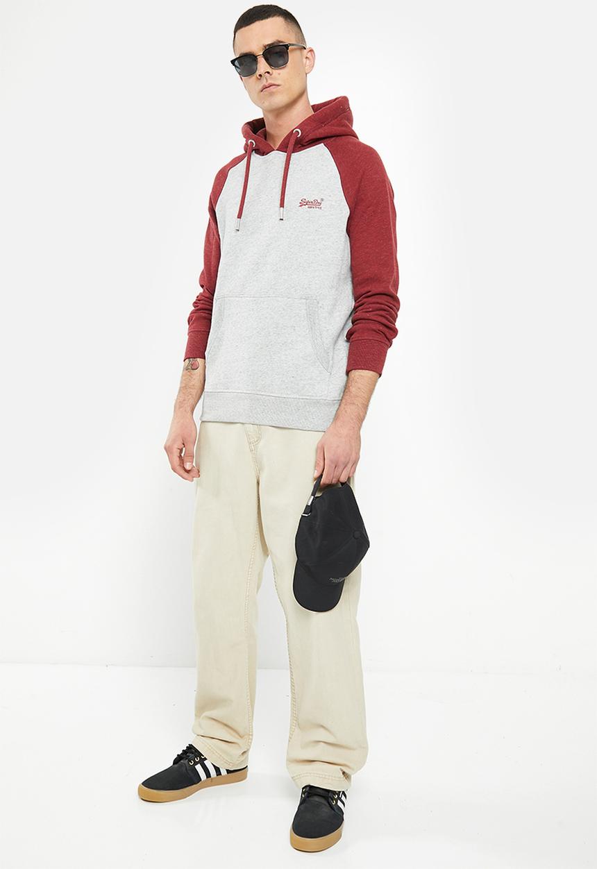 Superdry. - Vintage logo emb baseball hood - athletic grey marl / rhubarb marl