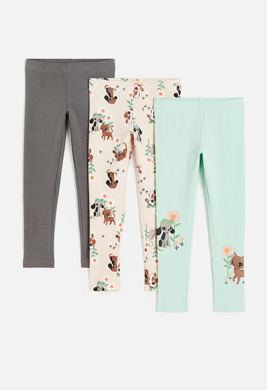 H&M - 3 Pack leggings - light green & light beige