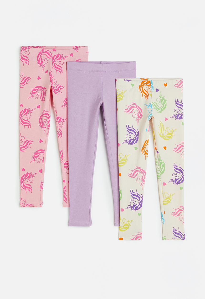 H&M - 3-pack leggings - lilac unicorns