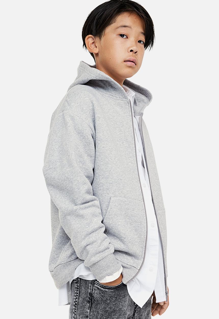 H&M - Zip-through hoodie - light grey marl 