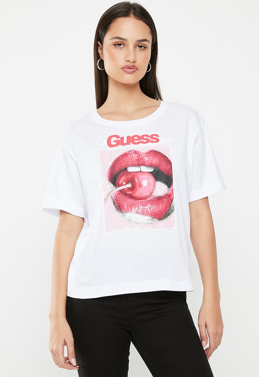 GUESS - Short sleeve cn cherry tee - pure white