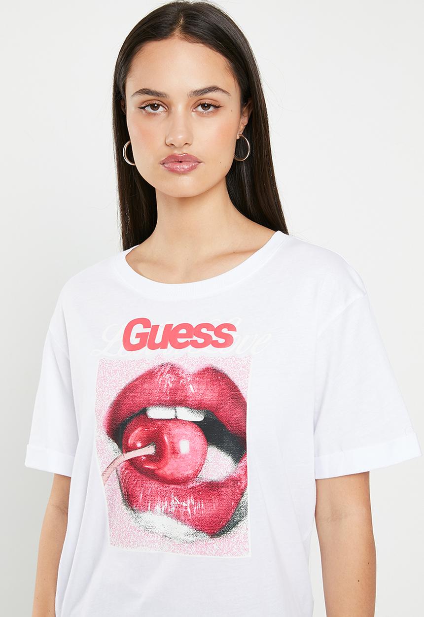 GUESS - Short sleeve cn cherry tee - pure white