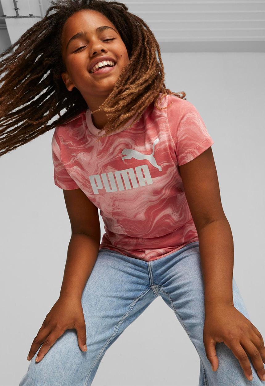 PUMA - Ess+ marbleized tee g - peach smoothie