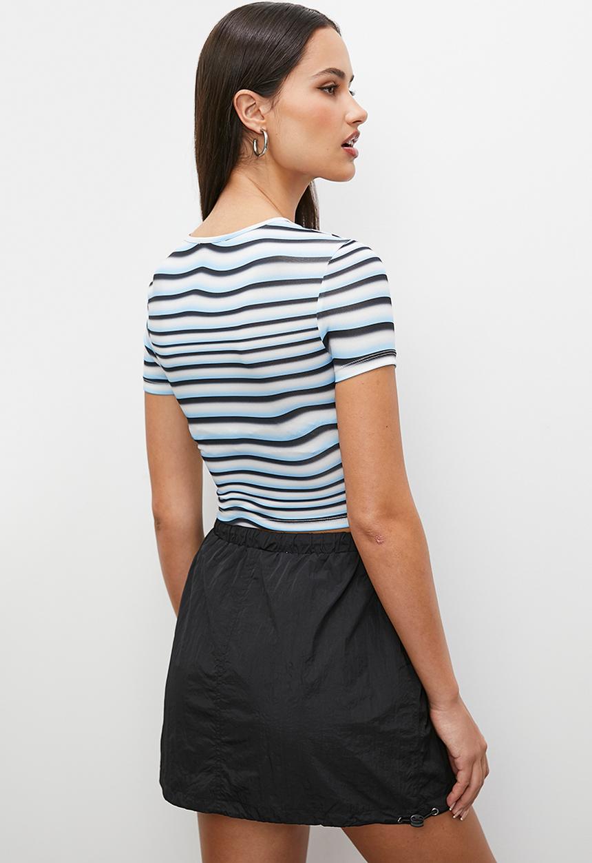 Blake - Painterly printed baby tee - distorted stripe