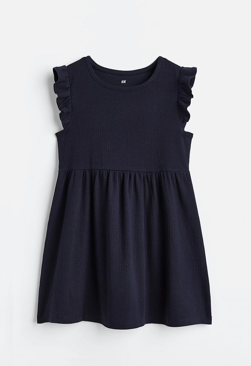 H&M - Ribbed jersey dress - navy blue 