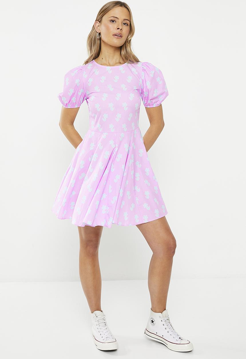Glamorous - Puff sleeve skater dress - pink flower