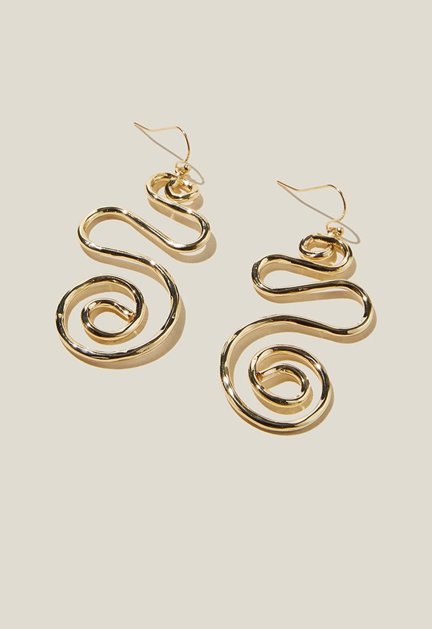 Rubi - Mid charm earring - gold plated swirl