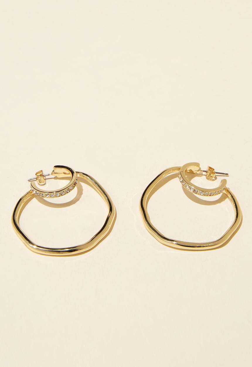 Rubi - Large hoop earring - gold plated diamante squiggle
