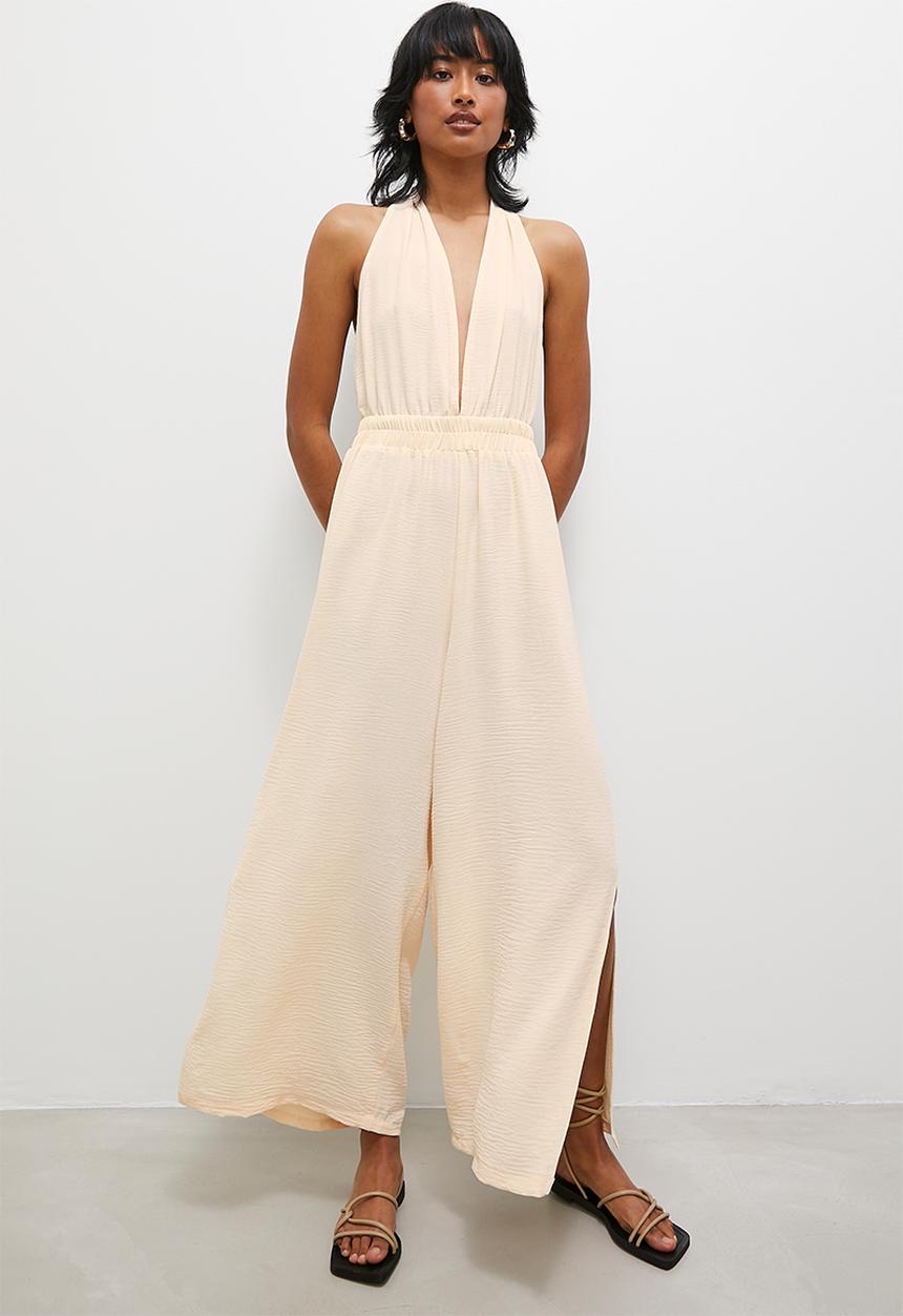 Superbalist - V-neck pleated jumpsuit - ecru