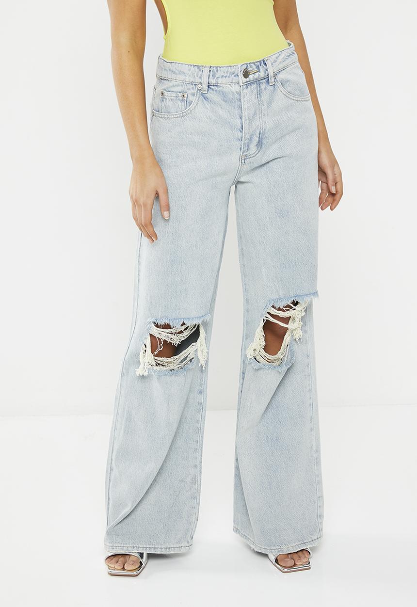 Glamorous - Knee rip wide leg - authentic bleach wash