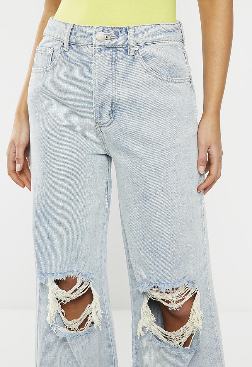Glamorous - Knee rip wide leg - authentic bleach wash