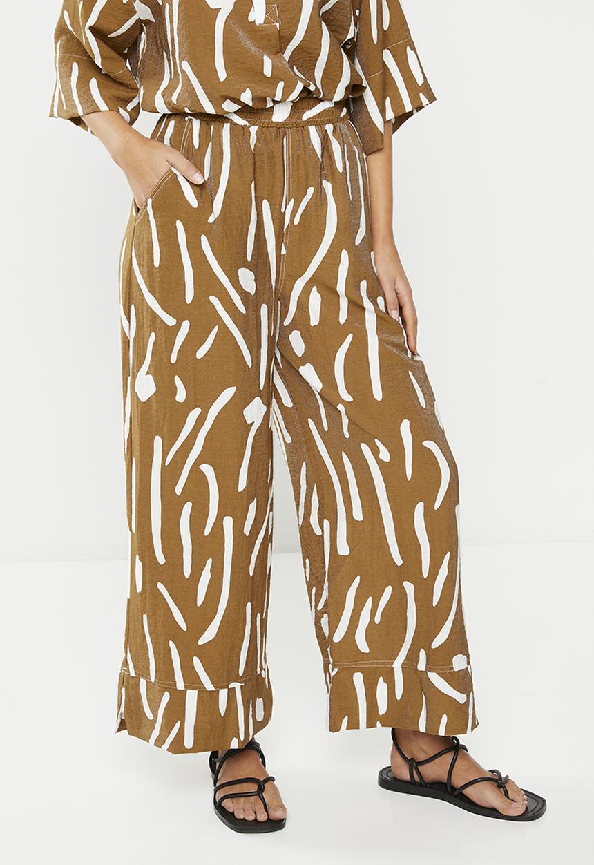 Me&B - Viscose cropped wide leg pant - kalahari