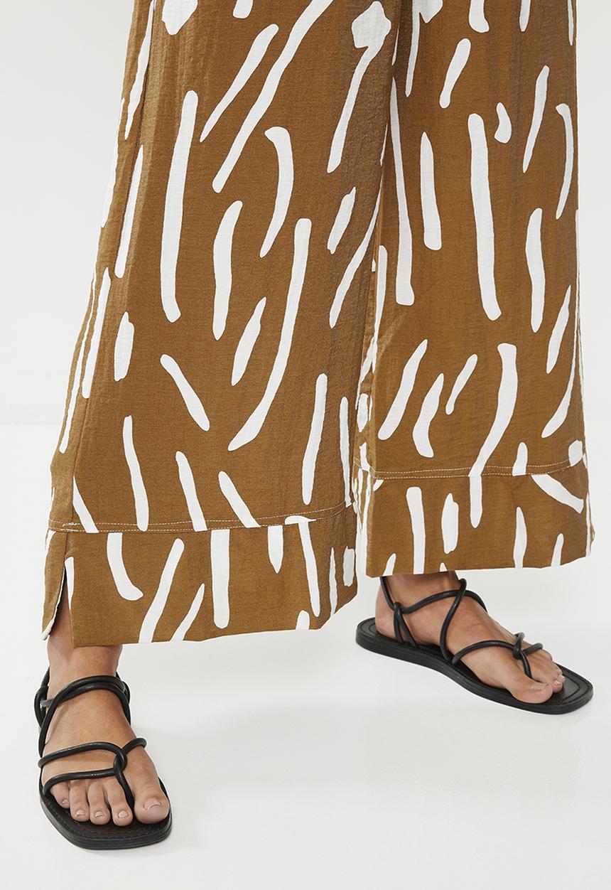 Me&B - Viscose cropped wide leg pant - kalahari