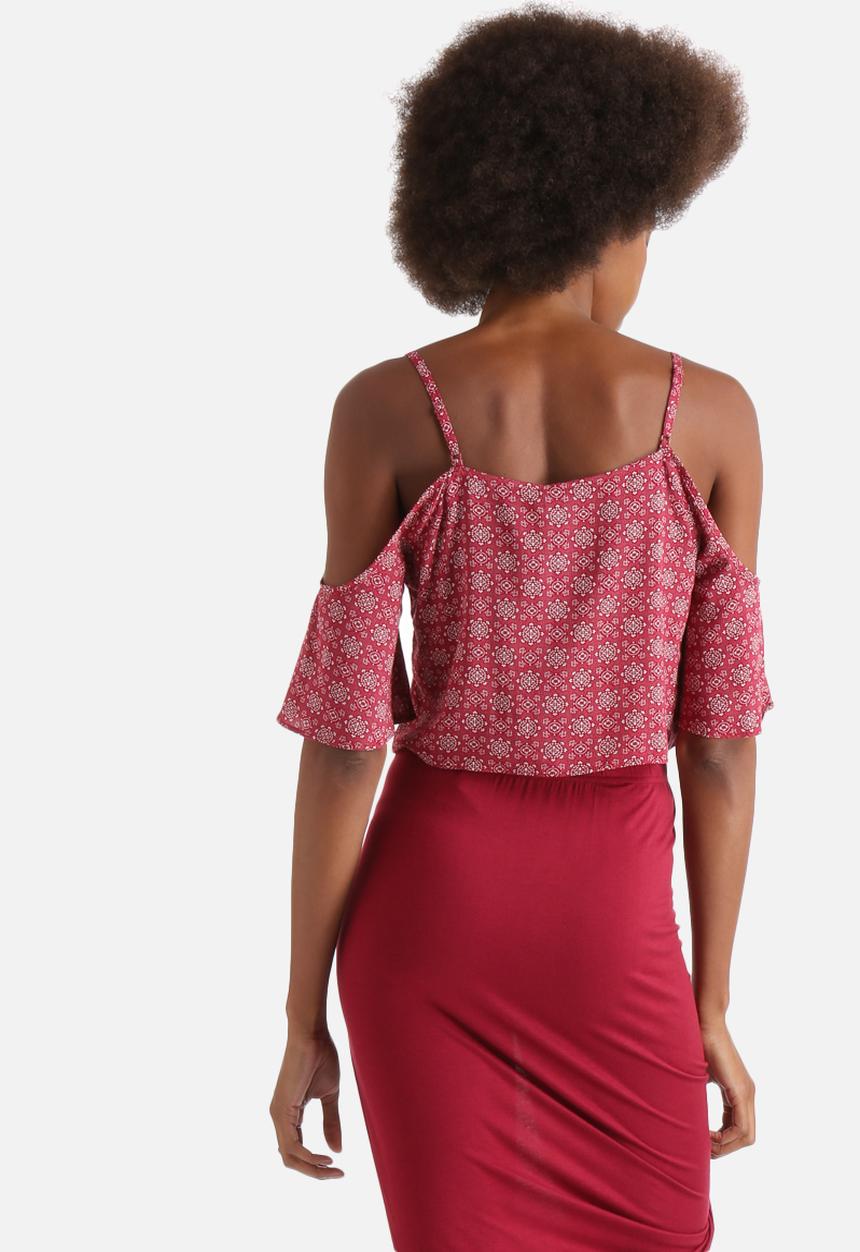 Influence. - Tile Print Rayon Cold Shoulder