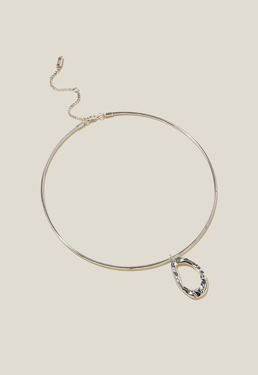 Rubi - Choker necklace-antique molten metal link - silver