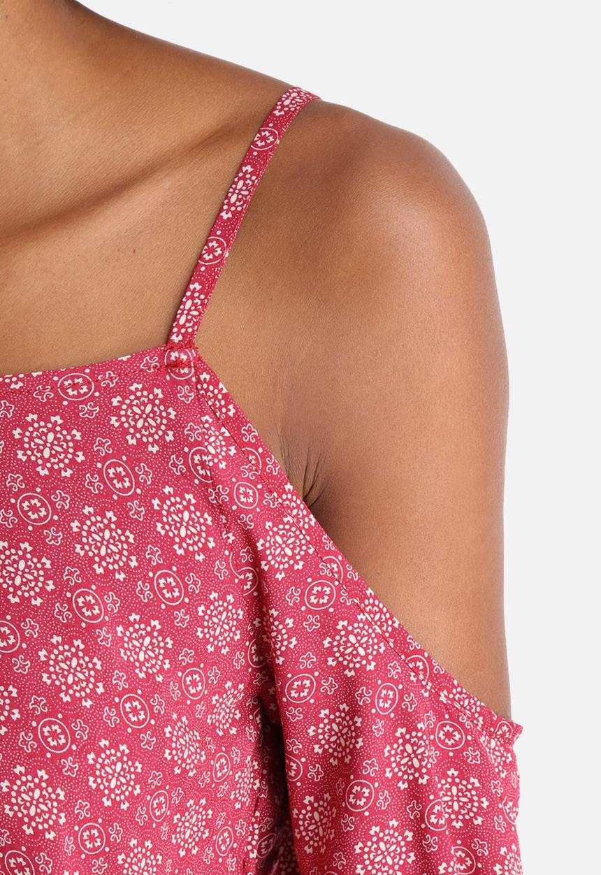 Influence. - Tile Print Rayon Cold Shoulder