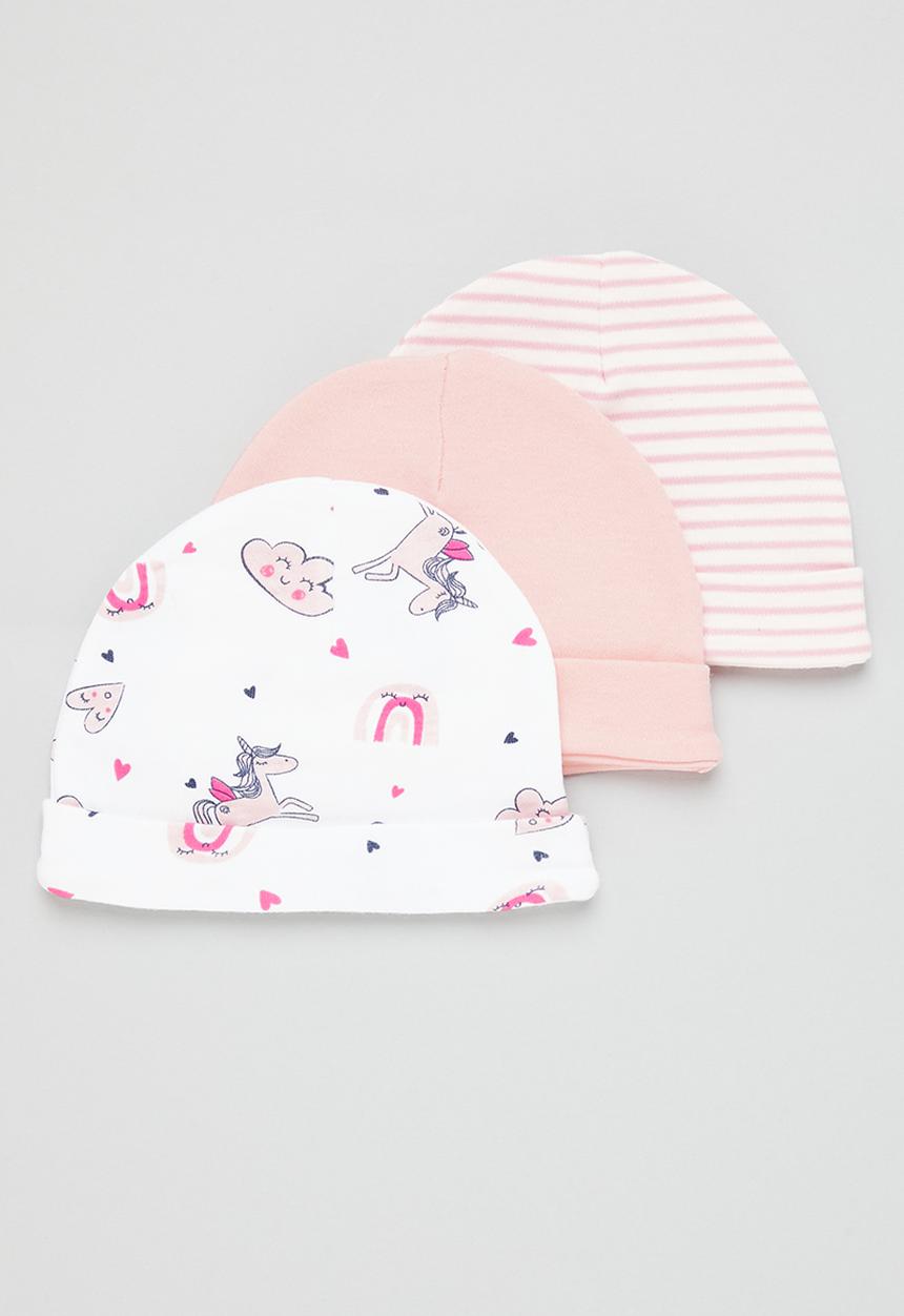 Pop Candy - 3 Pack beanies - pink & white