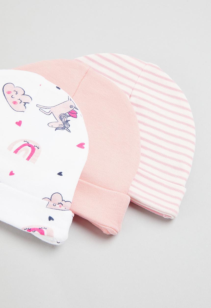 Pop Candy - 3 Pack beanies - pink & white