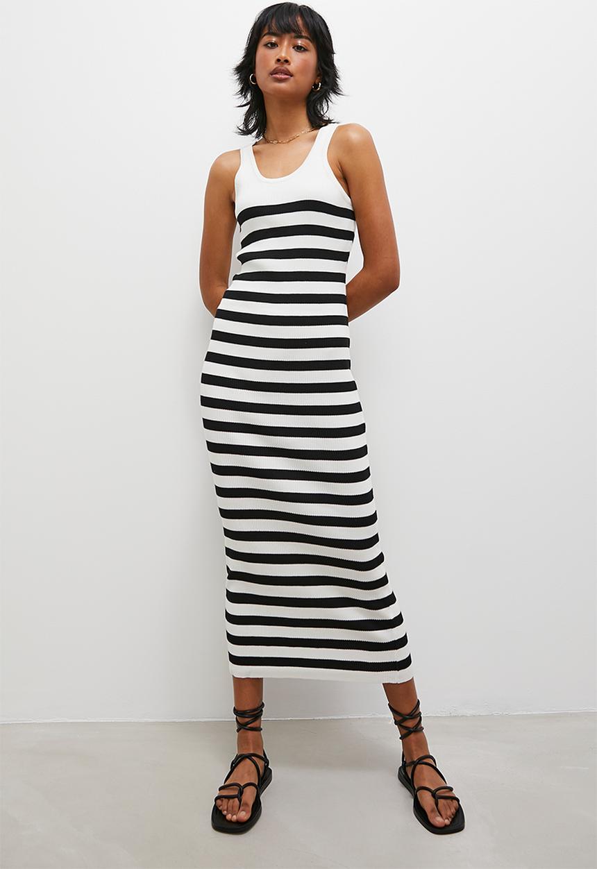 Superbalist - Lightweight knitwear tank dress - ecru & black