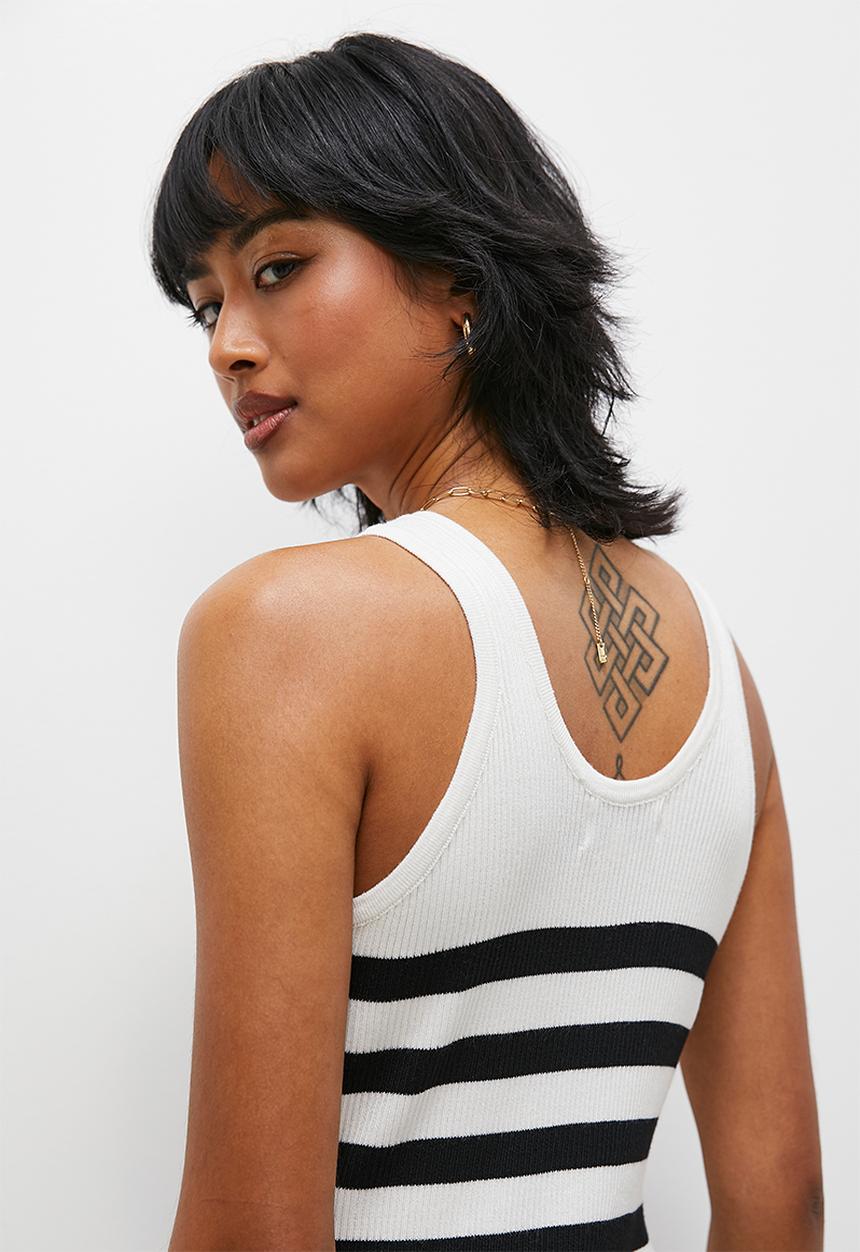 Superbalist - Lightweight knitwear tank dress - ecru & black