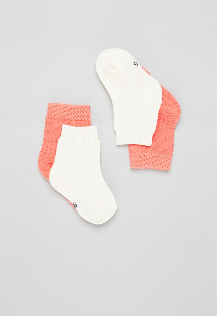 Pop Candy - Baby 2 pack sock set - orange  & white