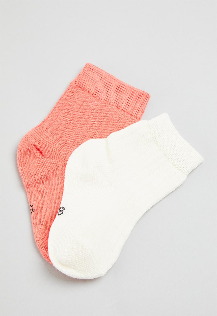 Pop Candy - Baby 2 pack sock set - orange  & white
