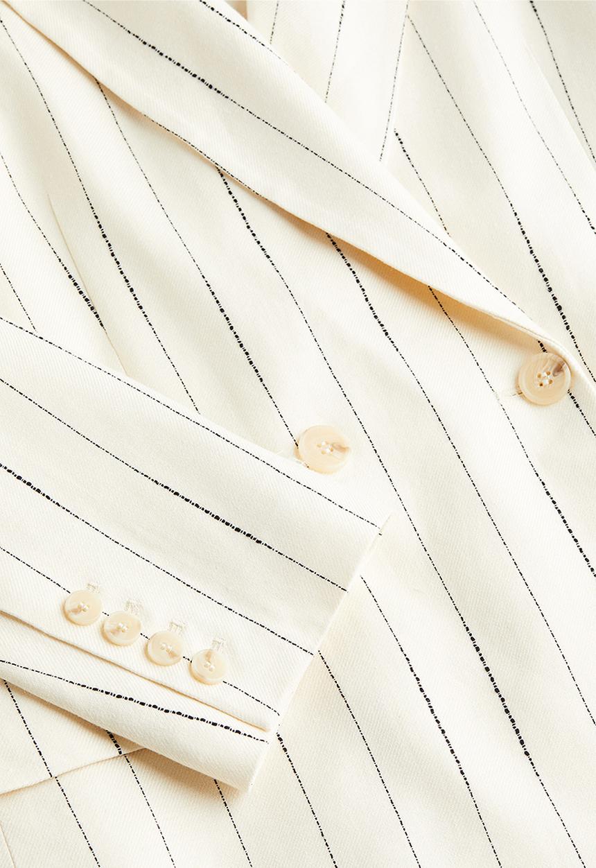 H&M - Linen-blend blazer - white striped