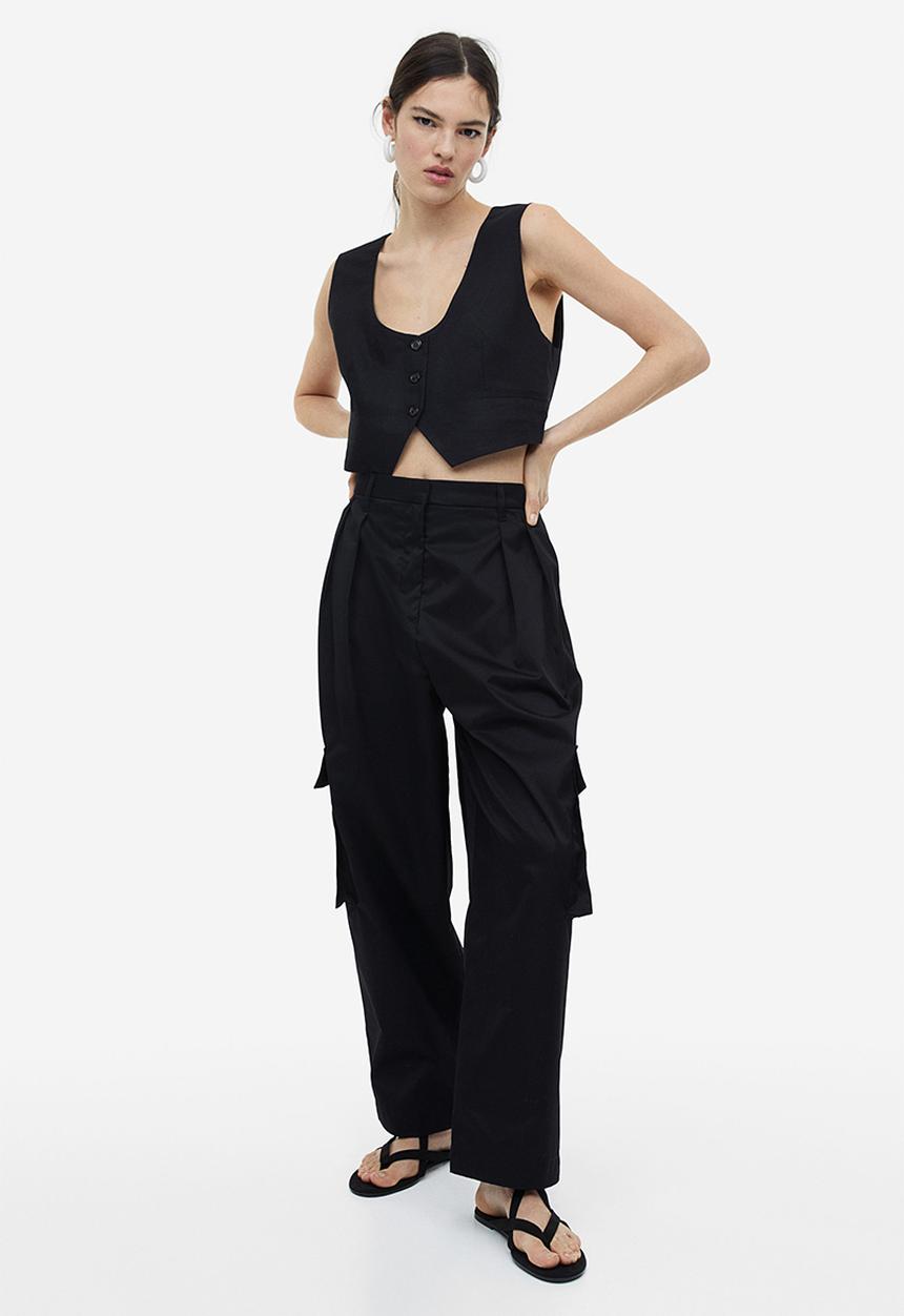 H&M - Linen-blend waistcoat - black