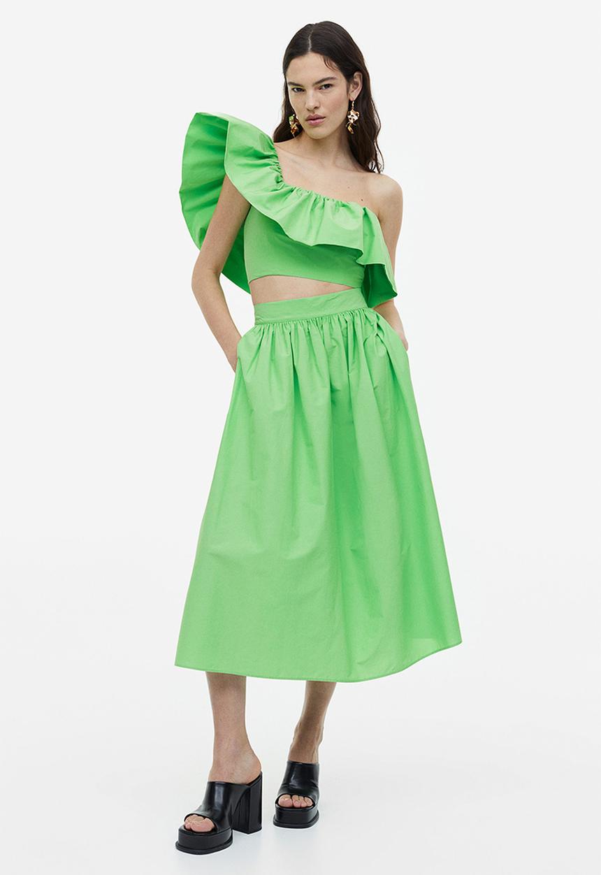 H&M - Flared skirt - bright green