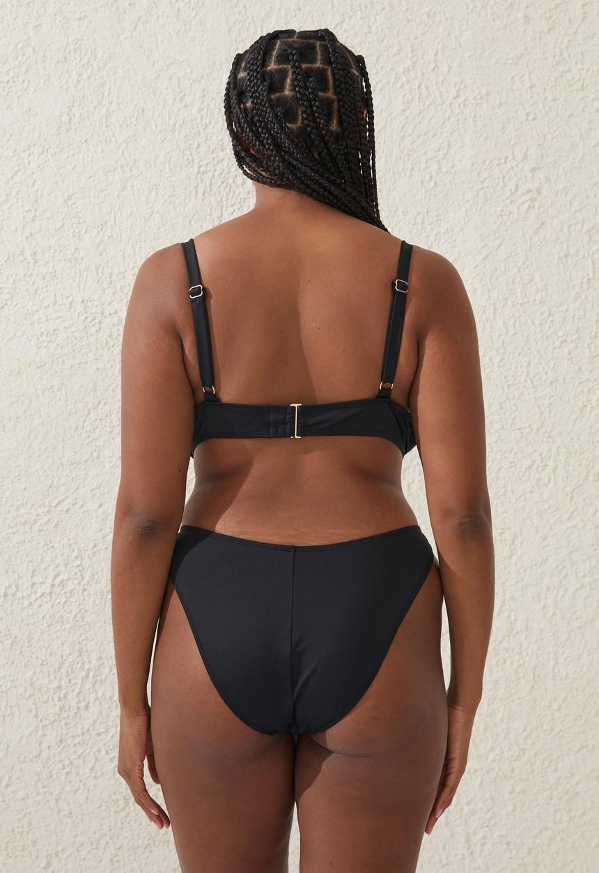 Cotton On - Plus high side brazilian seam bikini bottom - black