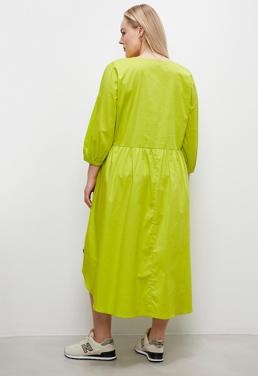 Superbalist - V-neck volume midi with curved hem - lime