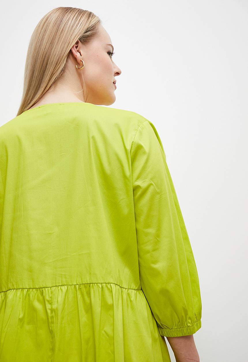 Superbalist - V-neck volume midi with curved hem - lime