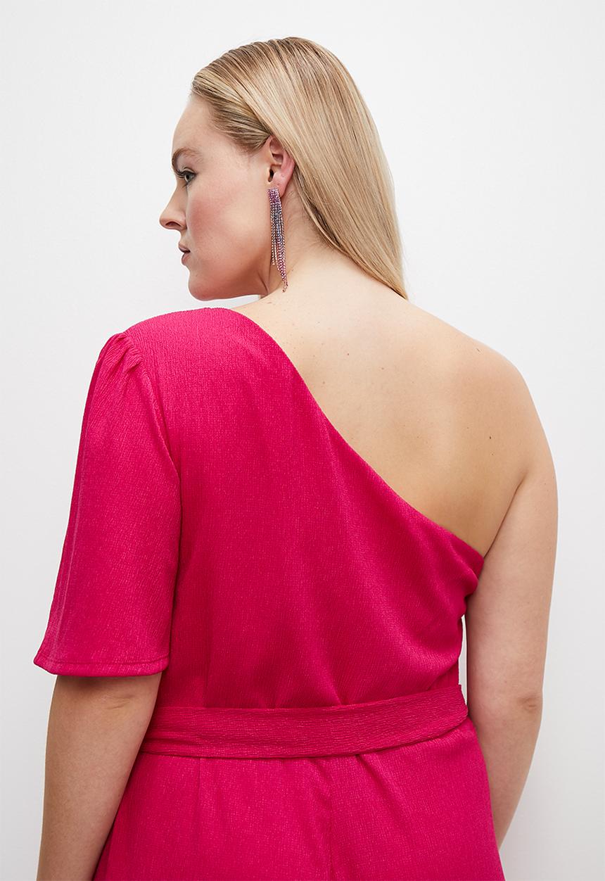VELVET - Asym jumpsuit with tie detail - dark fuchsia