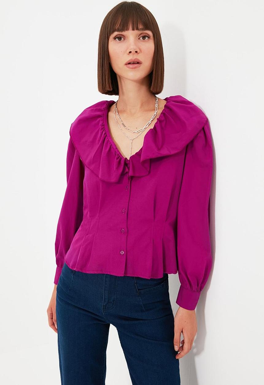 Trendyol - Collar detailed shirt - black