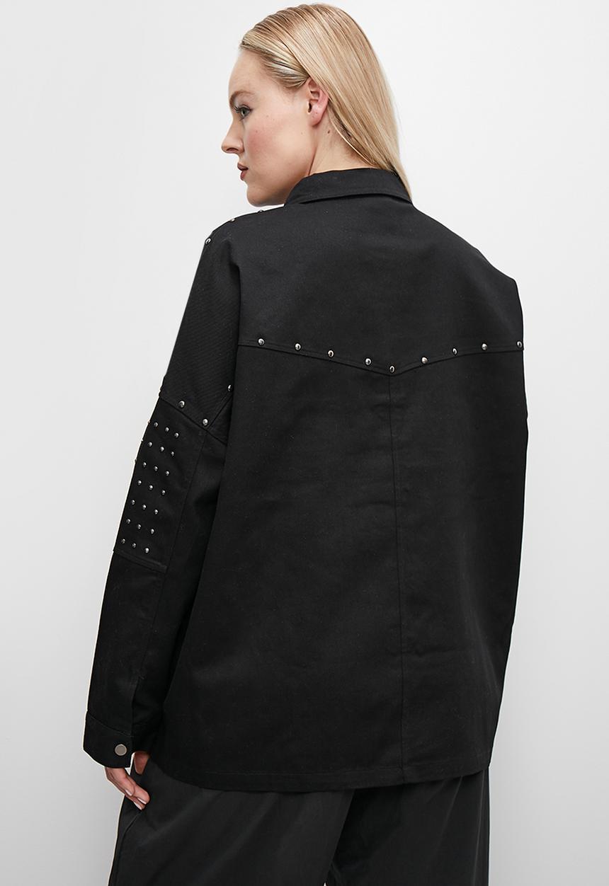 Superbalist - Stud detail denim overshirt - black