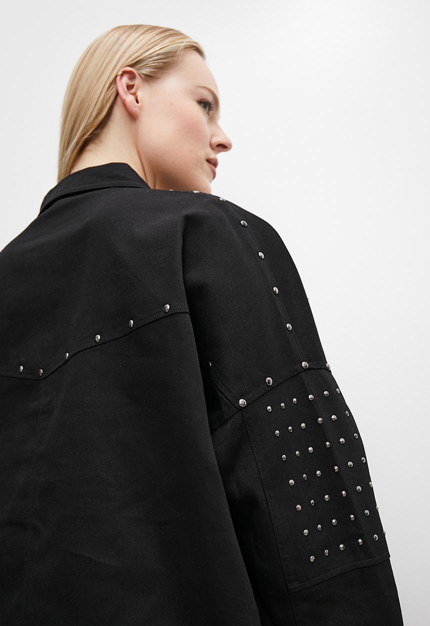 Superbalist - Stud detail denim overshirt - black